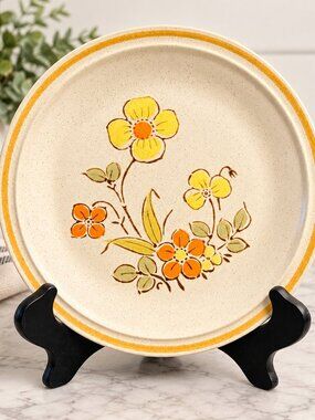 Vintage Hearthside Garden Festival Sunshine Flowers Salad Plate Handpainted